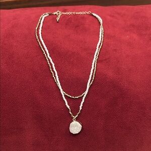 Elegant Gold and White Layered Necklace